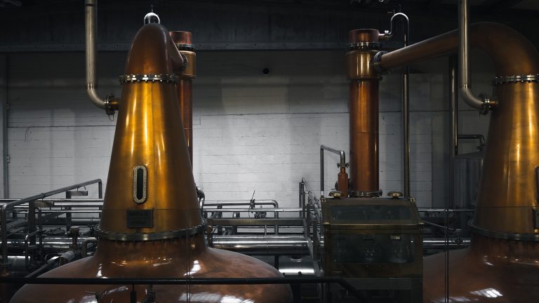 A group of copper chambers in a distillery