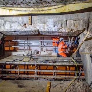 (140) Cutting through from the vent shaft into the up line tunnel - Apr. 2023 (03_138)