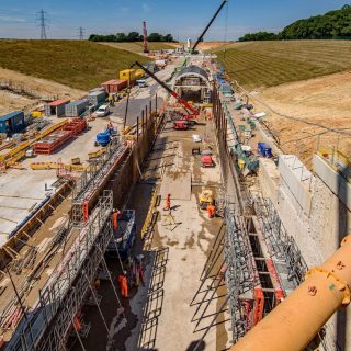 (143) Looking north from the tunnel portal towards construction of the 'up line' porous portal - Jul. 2024 (08_165)