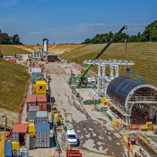 (146) Looking north from the 'down line' tunnel portal towards the concrete batching plane - Jul. 2024 (08_163)