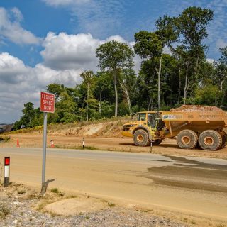 (207) Articulated dump truck (ADT) approaching what was once part of Jones' Hill Wood - Aug. 2024 (17_220)