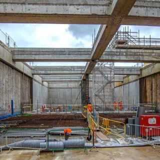 (522) Sections of lining wall and base slab in place at far end - May 2023 (04_571)