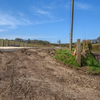 (63) Bottom House Farm Lane & haul road looking west - Mar. 2020