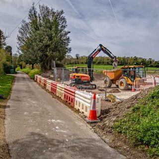 (83) Looking west along Bacombe Lane towards the temporary link road - Apr. 2024 (22_108)