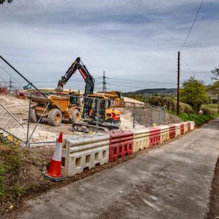 (84) Looking east along Bacombe Lane towards the temporary link road - Apr. 2024 (22_107)